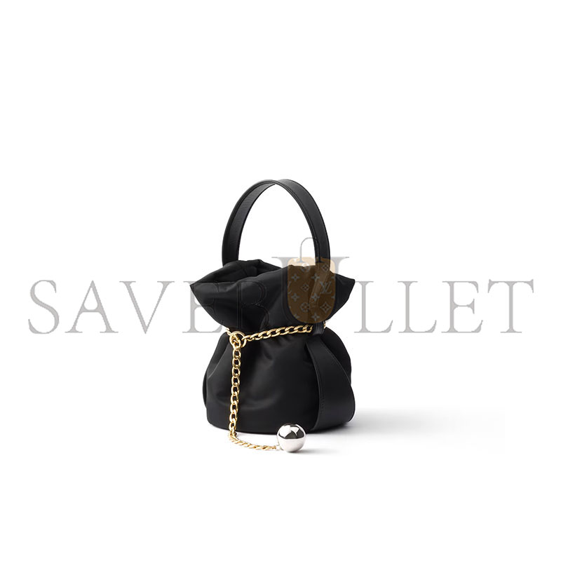 PRADA PETIT SAC NOIR RE-NYLON AND NAPPA LEATHER MINI BUCKET BAG 1BE088 (20*15*14cm) PRADA PETIT SAC NOIR RE-NYLON AND NAPPA LEATHER MINI BUCKET BAG 1BE088 (20*15*14cm)